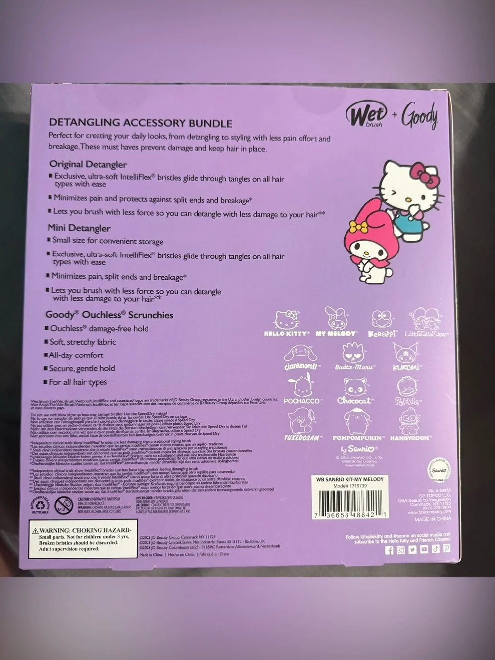 Wet Brush Hello Kitty & Friends + Goody Detangling Accessory Bundle